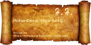 Hohenberg Henriett névjegykártya